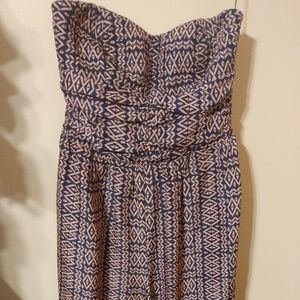 Fire Navy Blue & Pink Geometric Romper Jumpsuit S